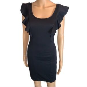 Twenty One Black Flutter Sleeve BodyCon Dress NWT